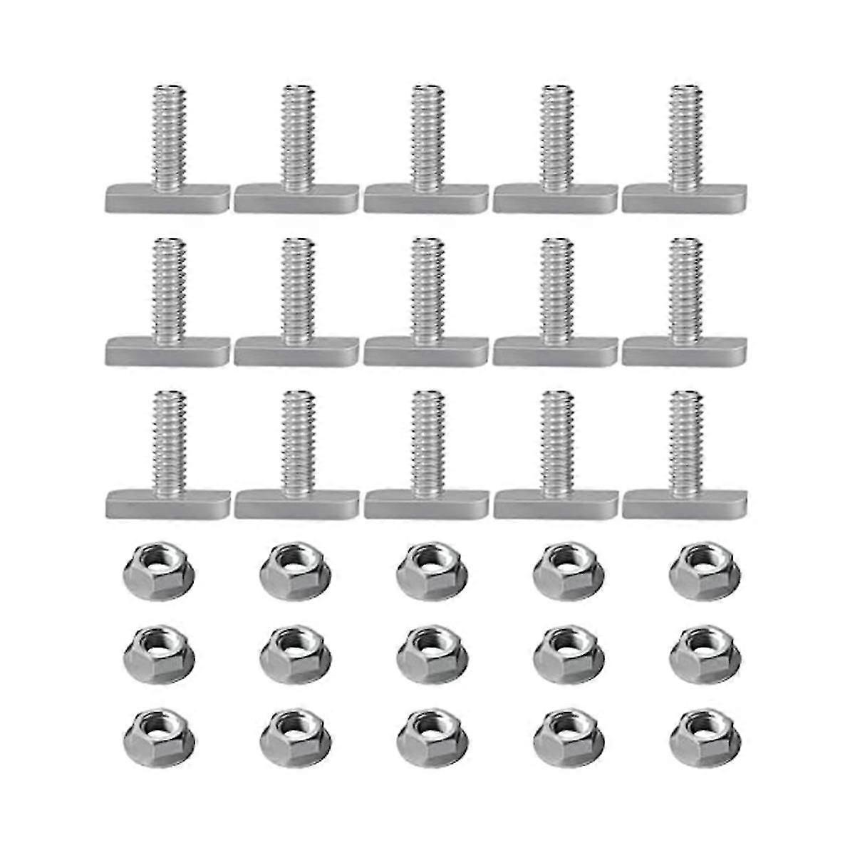 15 قطعة T فتحة الترباس استبدال ، مسامير M8 × 20 ، A2-70 مسامير مسار السكك الحديدية صواميل المسار مع 15 شفة الجوز