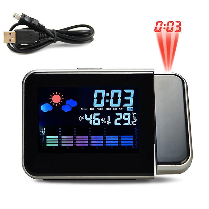 Led Digital Alarm Clock Watch Table Electronic Desktop Clocks Usb Wake Up Fm Radio Time Projector Snooze Function 2 Alarm