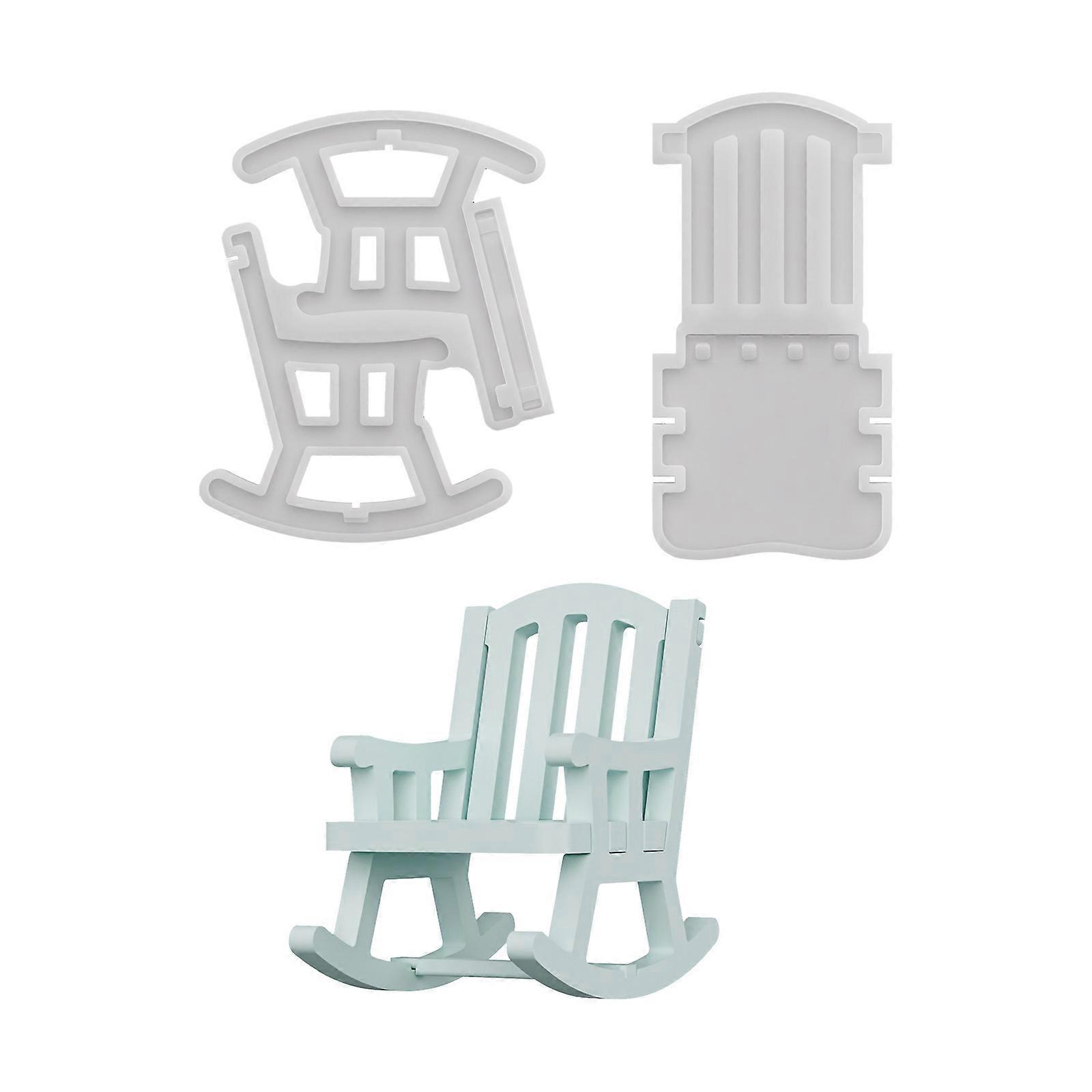 Classical Retro Rocking Chair Craft Mold Compatible With Epoxy Resin Plaster Handmade Ornament Creation Multicolor