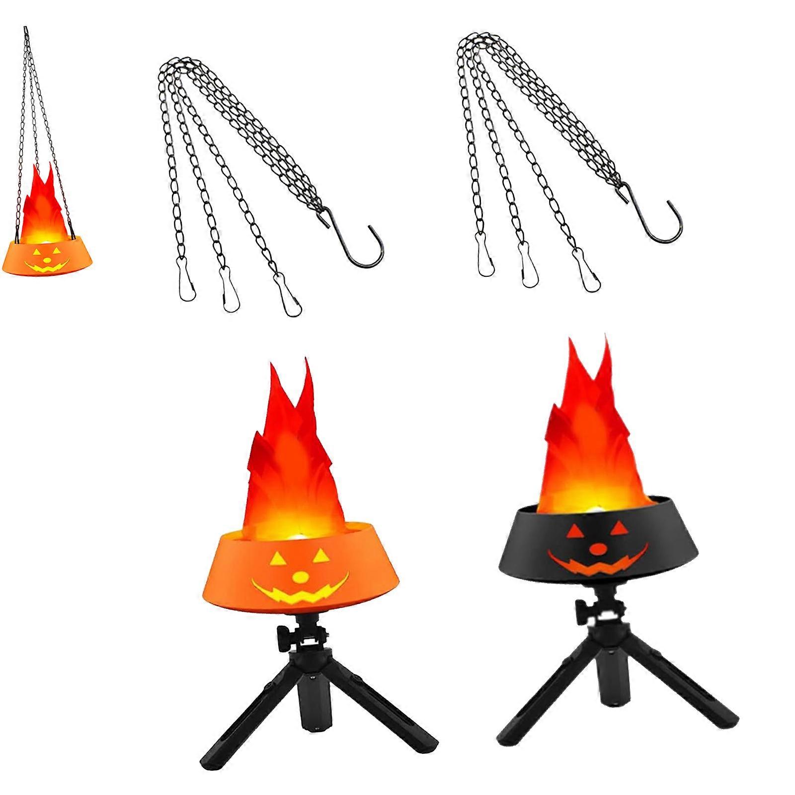 Realistic Dancing Flame Halloween Decors Lights Portable Rechargeable Design with Hook Mounting for Festival Atmosphere Multicolor