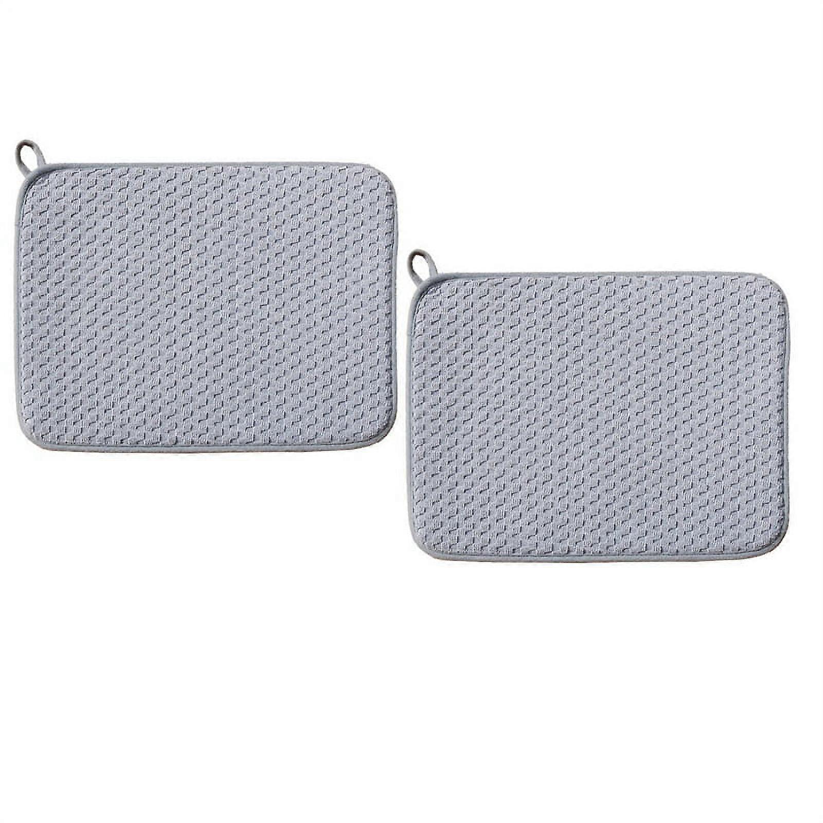 2 Pack Microfiber Dish Drying Mat,Absorbent Dish Drainer Kitchen Counter,Super Absorbent Dish Drying Pads 20X15 Inch(B)