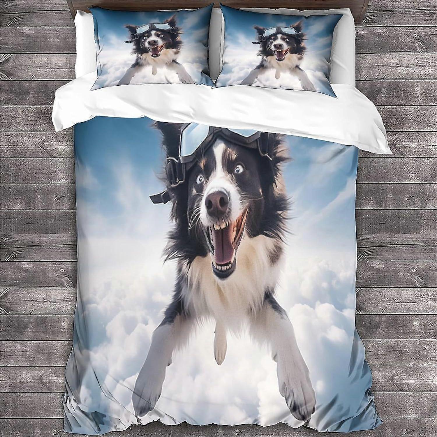 LikeEj Border Collie غطاء لحاف مجموعة 3D نمط Printe الفراش لحاف غطاء لحاف مجموعة ، ستوكات لينة الملك
