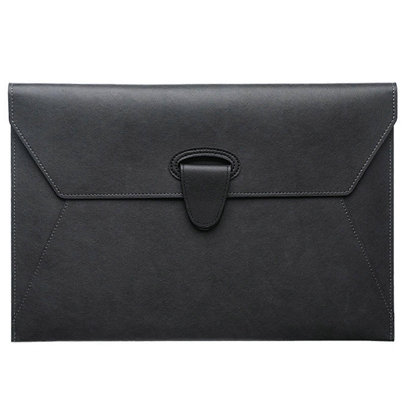 A4 Leather Document Folder Waterproof PU File Bag for Business Travel Office Meetings Interviews with Card Slots