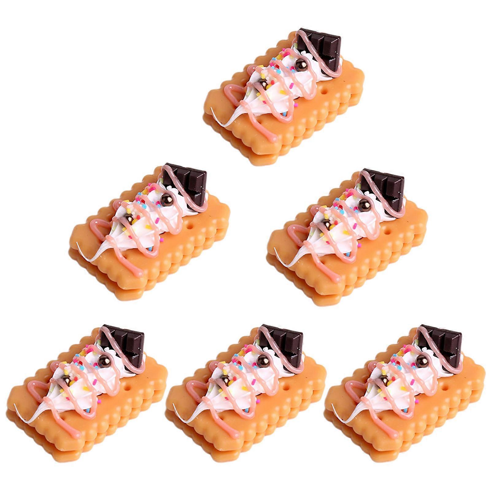 6Pcs Artificial Biscuits Fake Biscuits for Decoration Display, Realistic Biscuits Simulation Sandwich Biscuits Dessert Multicolor