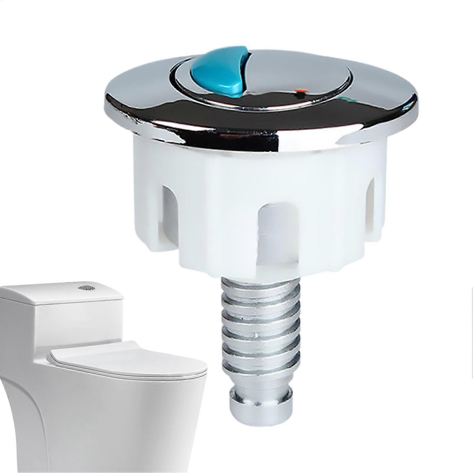 Toilet Flush Button, Round Button, Pusher Style, Wired Control Knob, Silver Finish, Bathroom Accessories