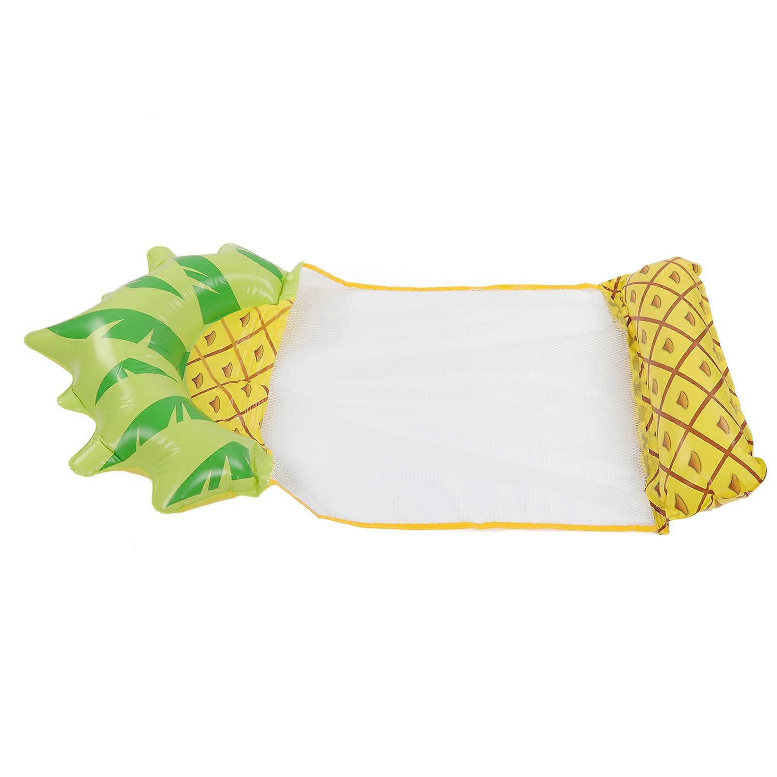 Water Hammock Float Lounger Pineapple Fruit Pattern Foldable Multifunction Inflatable Float Lounger for Beach Pool