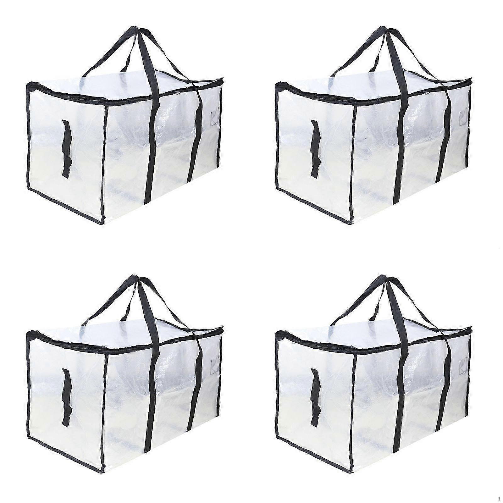 4Pcs Clear Moving and Storage Bags with Backpack Strap Convenient Zippered Closure Bag Space Efficient Packing Bag