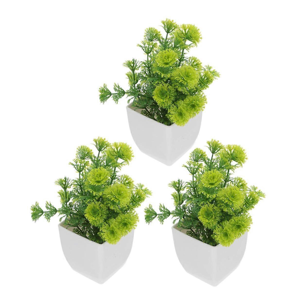 Artificial Bonsai Plants Set of 3 – Realistic Small Faux Trees for Desk and Indoor Home Office Decor PP Material