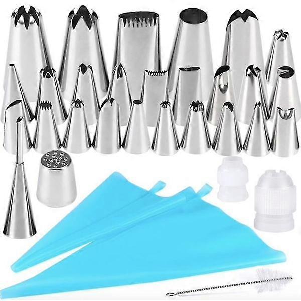 Tulle set - 27 alcohol tips, alcohol bag & coupling - Cake tool blue