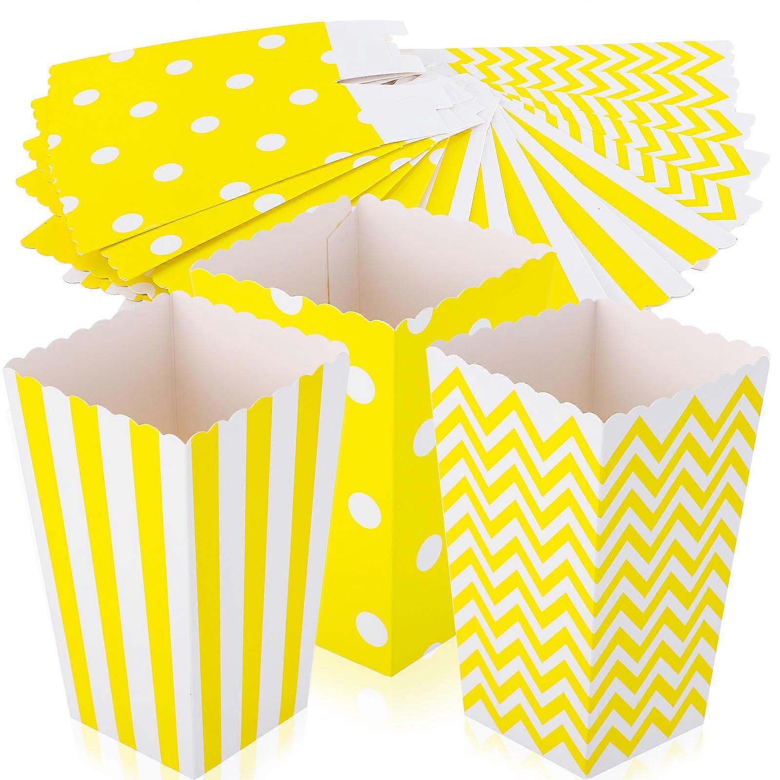 48pcs Multi Paper Popcorn Boxes with Prints Pattern for Storage Use and Snack Packaging