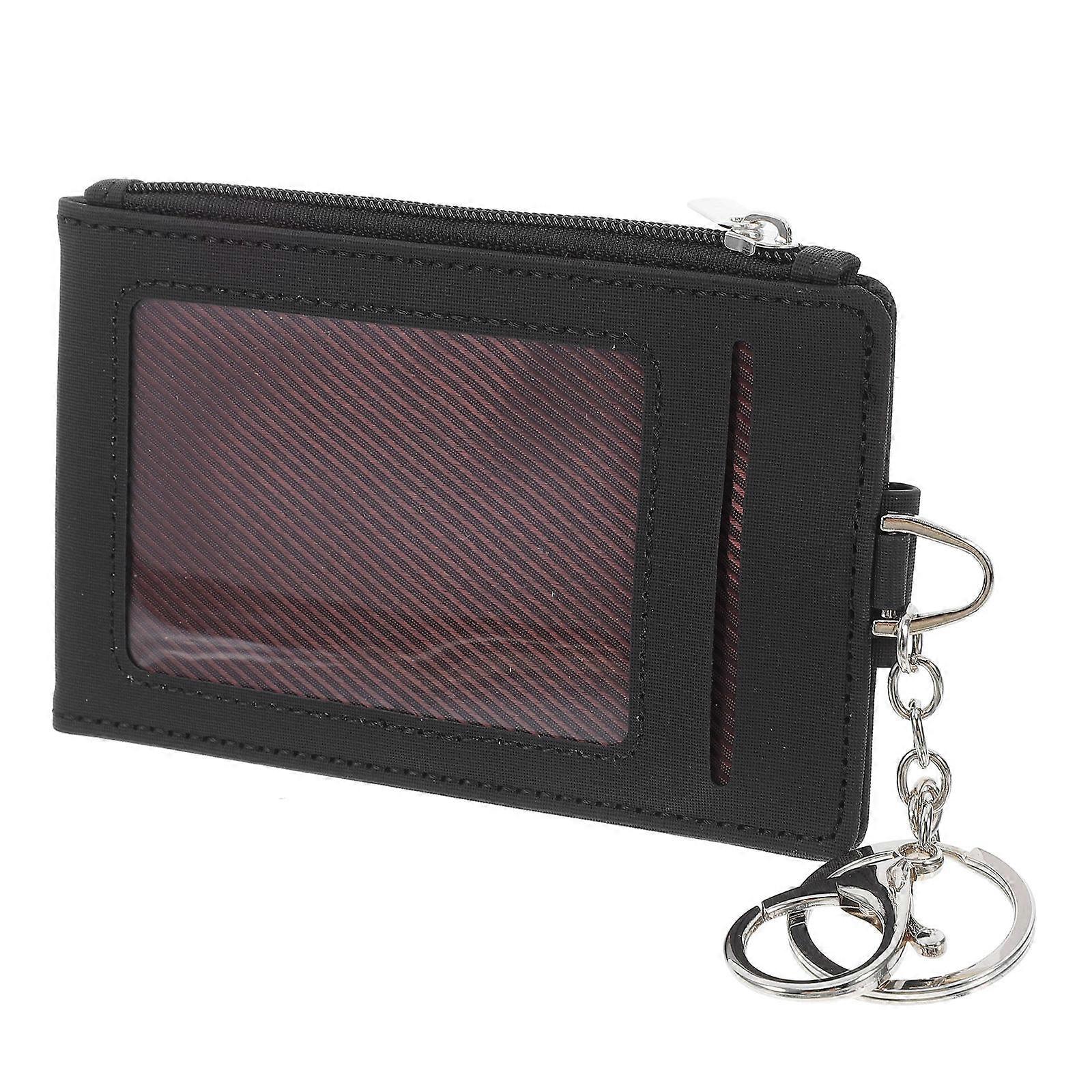 Card Holder with Key Ring PU Keychain Wallet for Id Badges and Cards