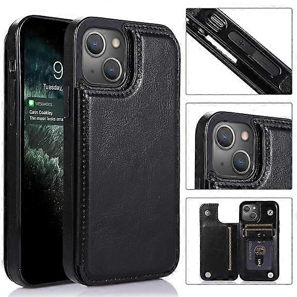 Compatible with iPhone 13 Mini - Smooth Case with Card Holder Black