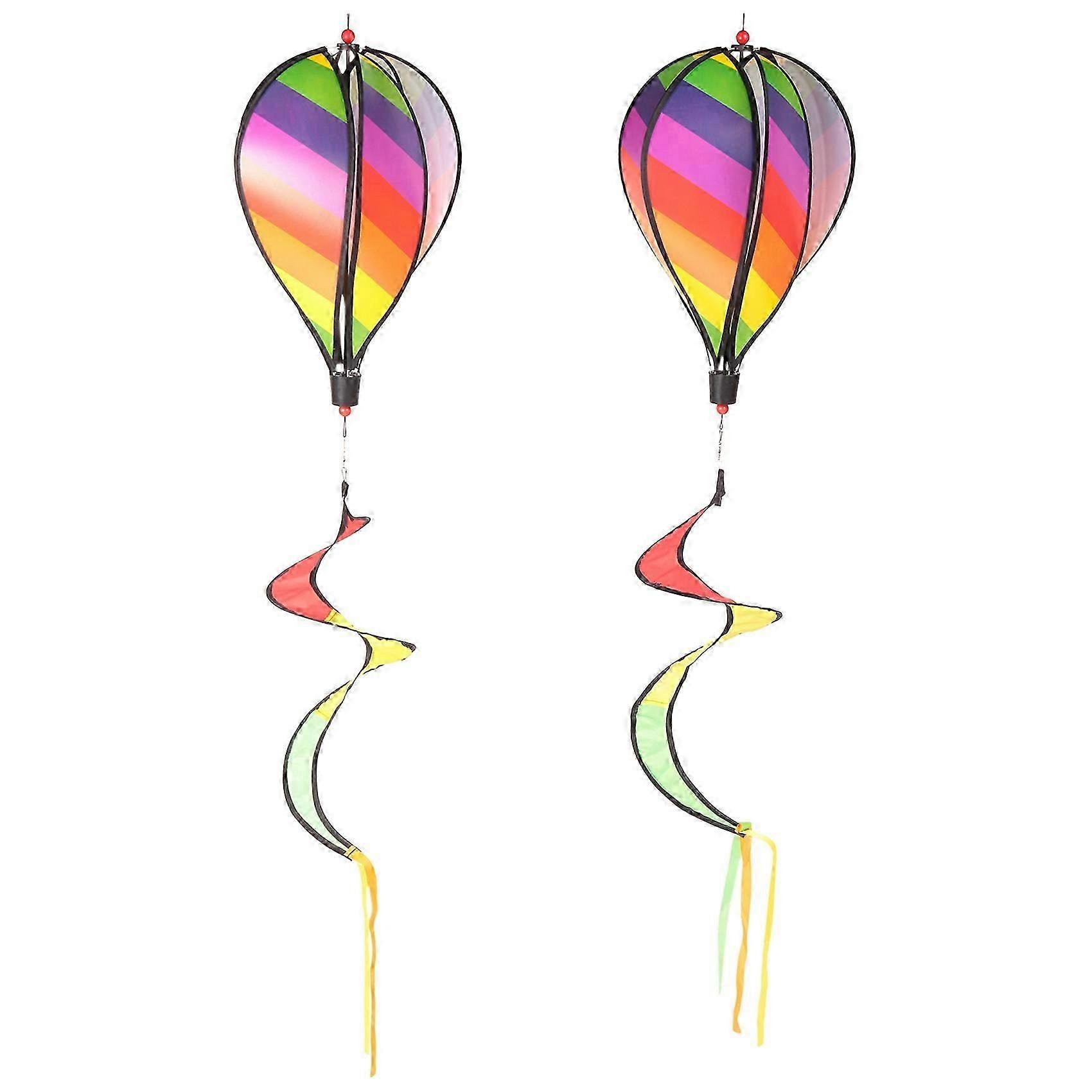 2PCS Balloon Wind Spinner Striped Windsock Balloon Yard Decor Spiral Balloon Windmill