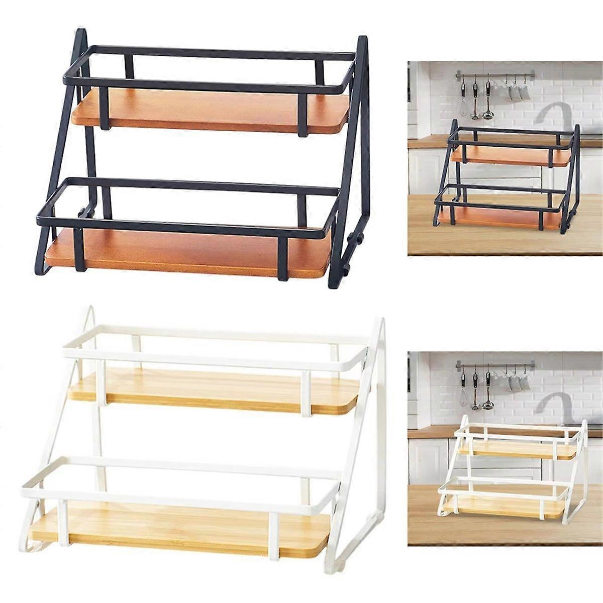 2 Layer Spice Rack Organizer - Storage for Spices black