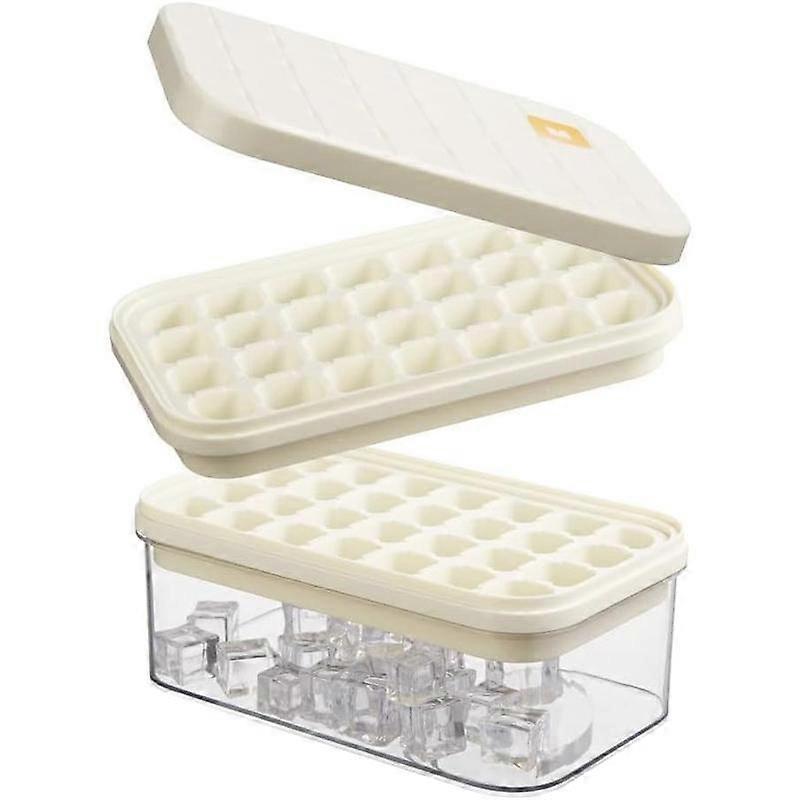 Ice Cube Tray with Lid&Bin, Ice Cube Mold with 56 Cubes, Stackable Ice Trays for Freezer with Easy-Release  Bottom, for Drinks, Coffee,
