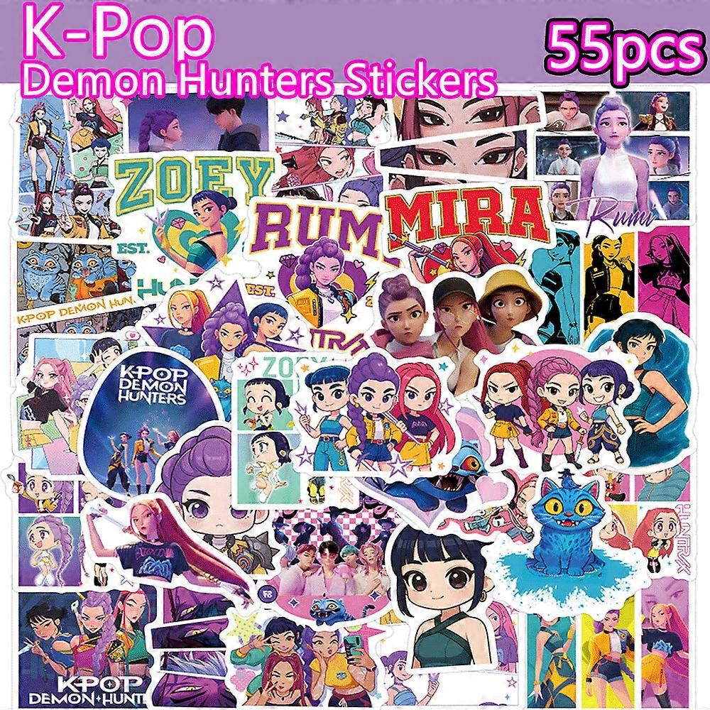 55 pi��ces k-pop chasseurs de d��mons autocollants nouveau groupe de filles Anime autocollants faciles �� poser Scrapbooking t��l��phone bagages 