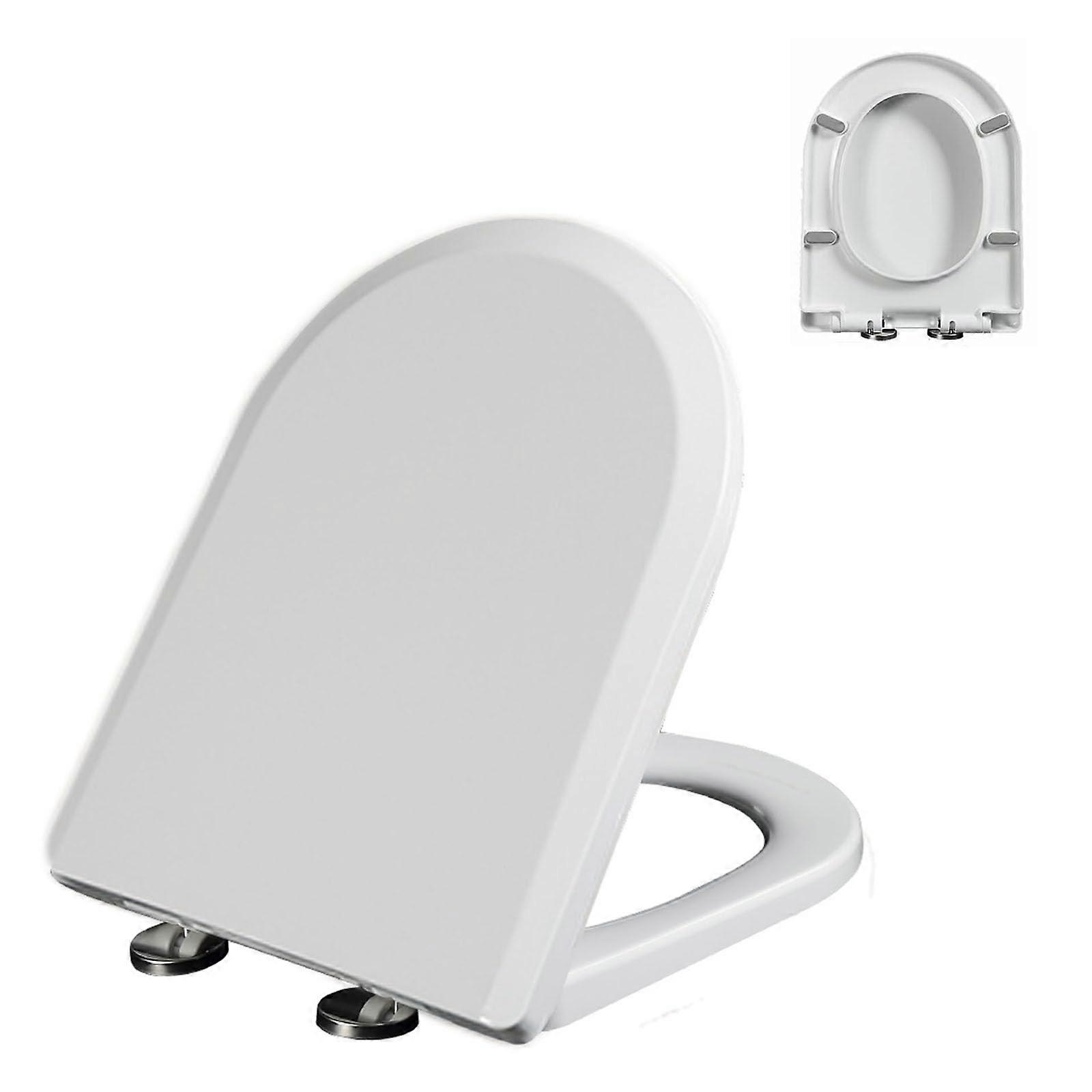 D Shape Soft Close Toilet Seat with Quick Release, White  Fixing and Adjustable Hinges 02D