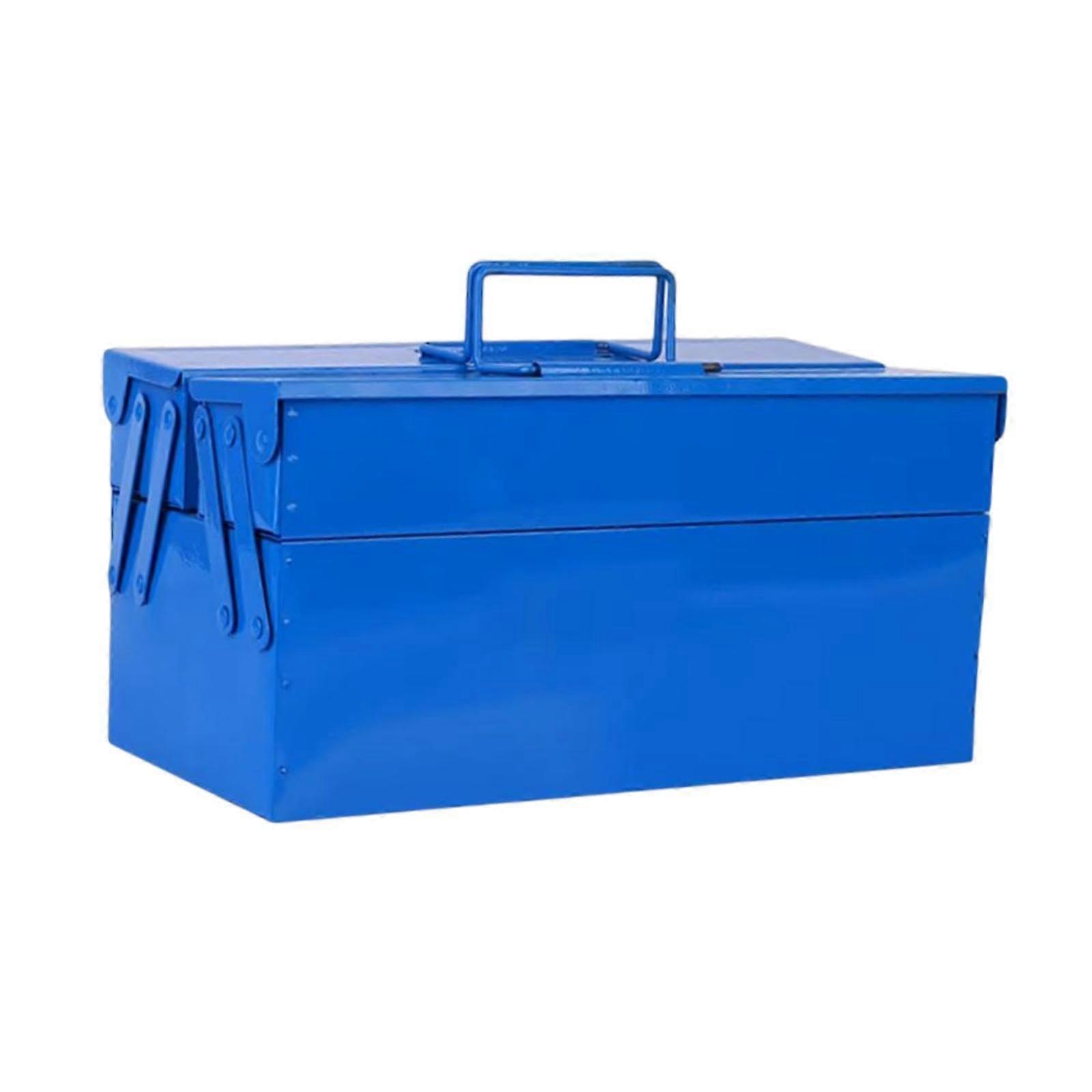 Double Layer Tool Storage Box with Dual Handle, Portable Metal Tool Organizer for Easy Classification