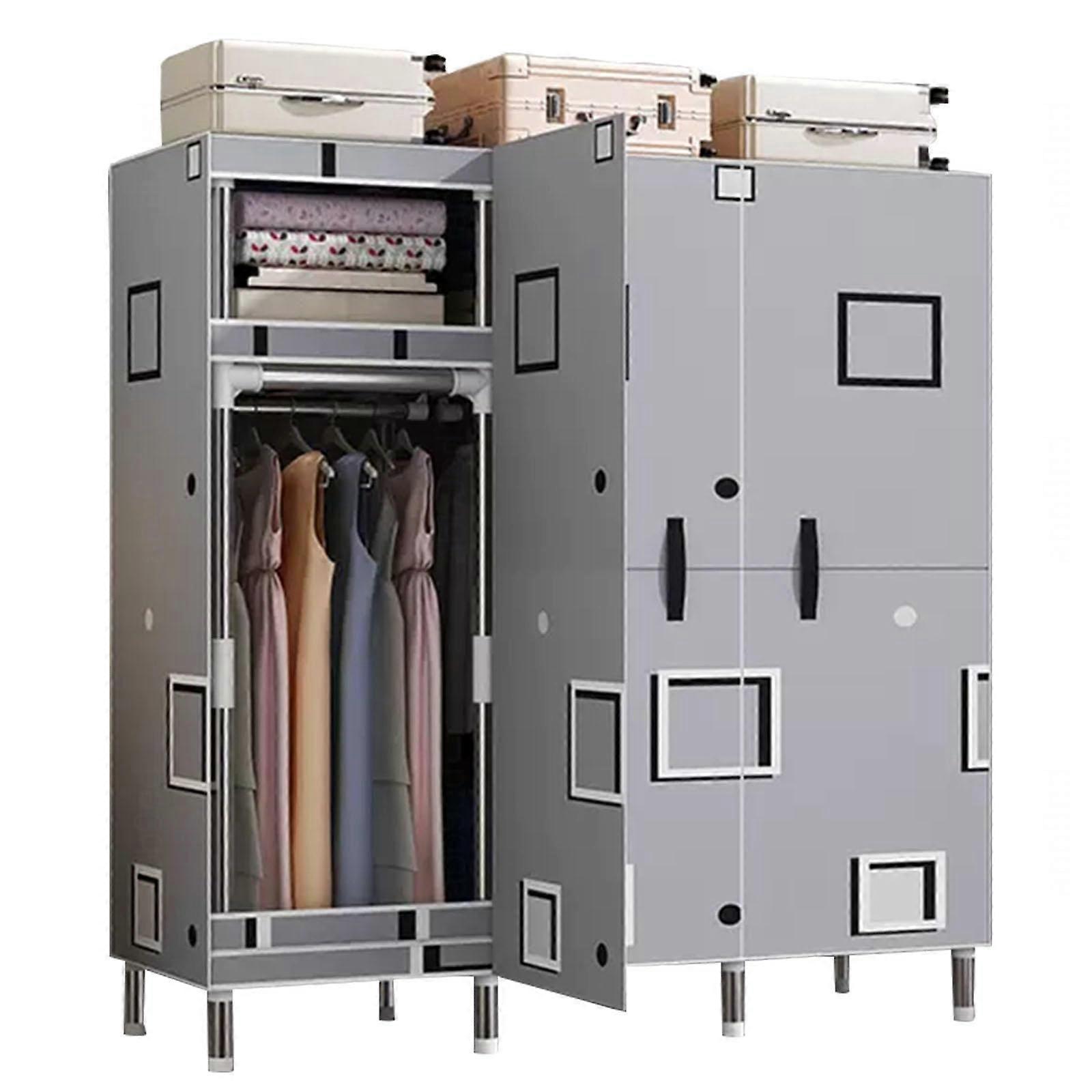 Portable Canvas Wardrobe with Shelves SpaceSaving Foldable Closet Organizer for Bedroom 125x45x170cm