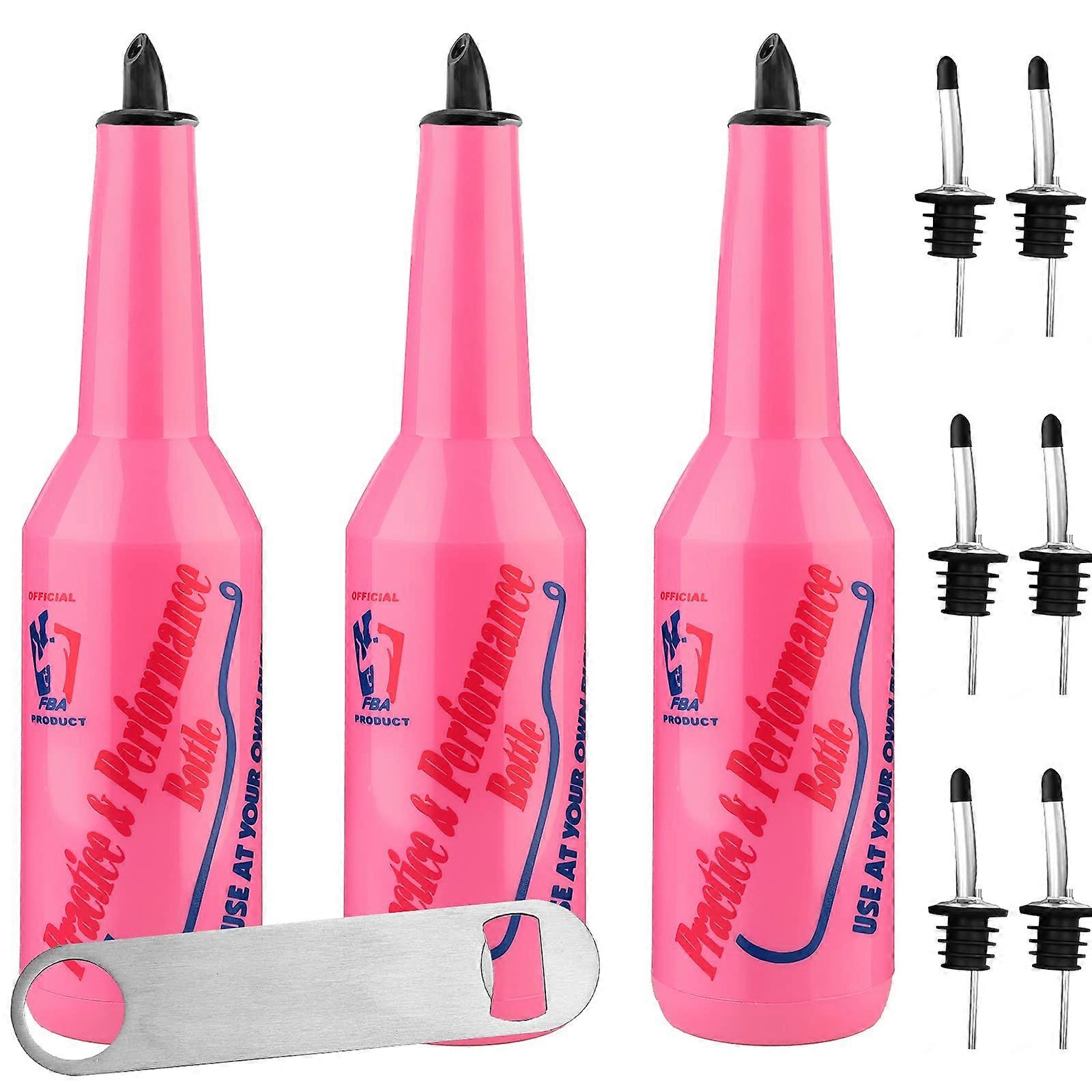 Flair Bartending Bottle Set 750ml Shatterproof PVC for Practice and Performance Pink 10pcs