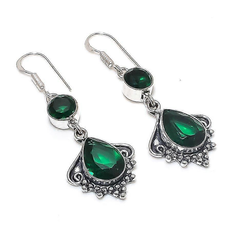 Chrome Diopside Gemstone 925 Sterling Silver Earring 2.17"