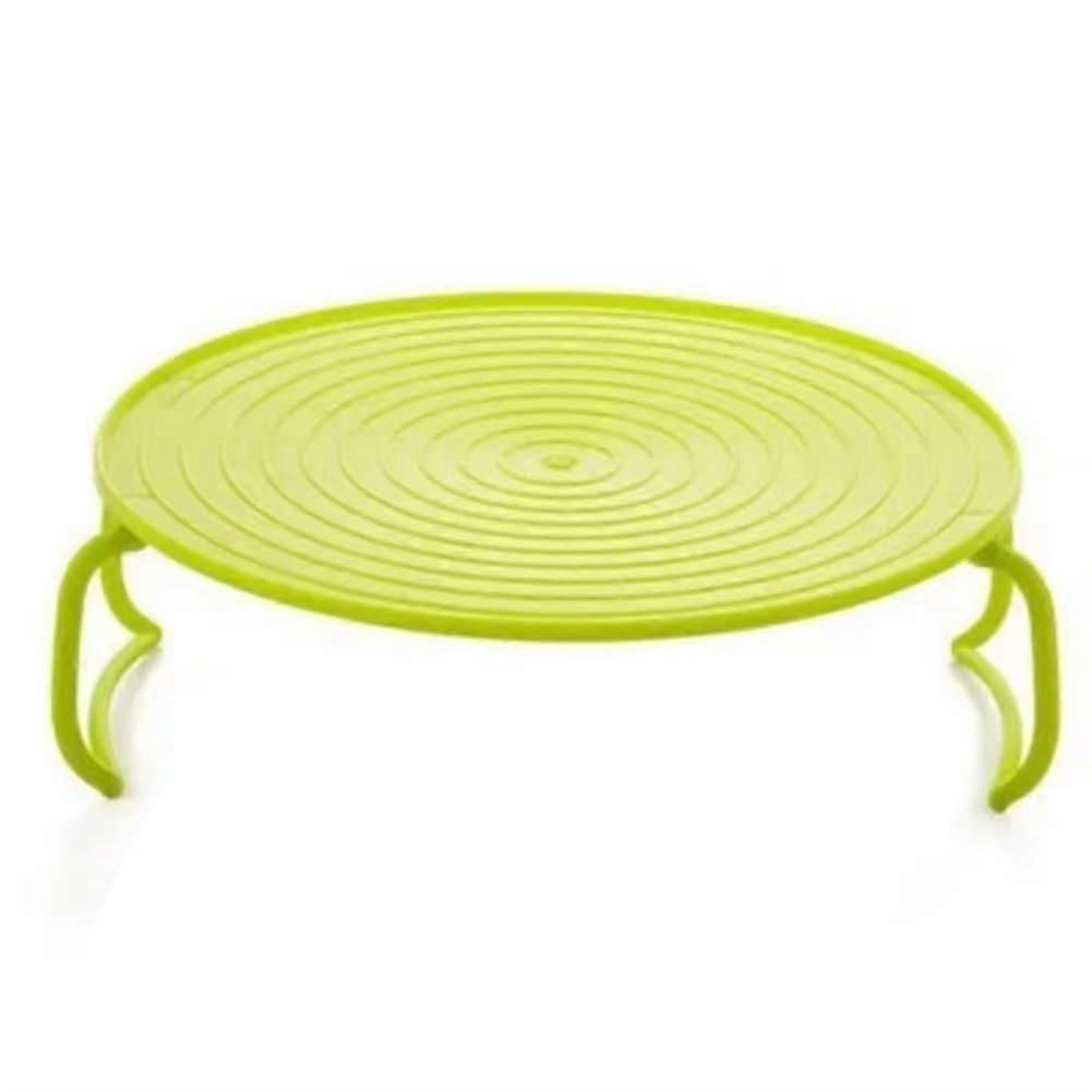 Microwave Rack Double Layer Steaming Tray with Foldable Handles for Kitchen Organizer Green