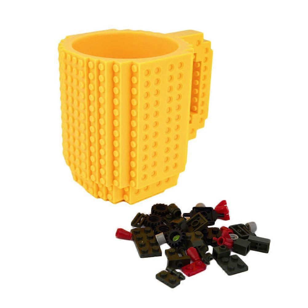 Brick Coffee Mug DIY Build-on Cup for Drinking Yellow