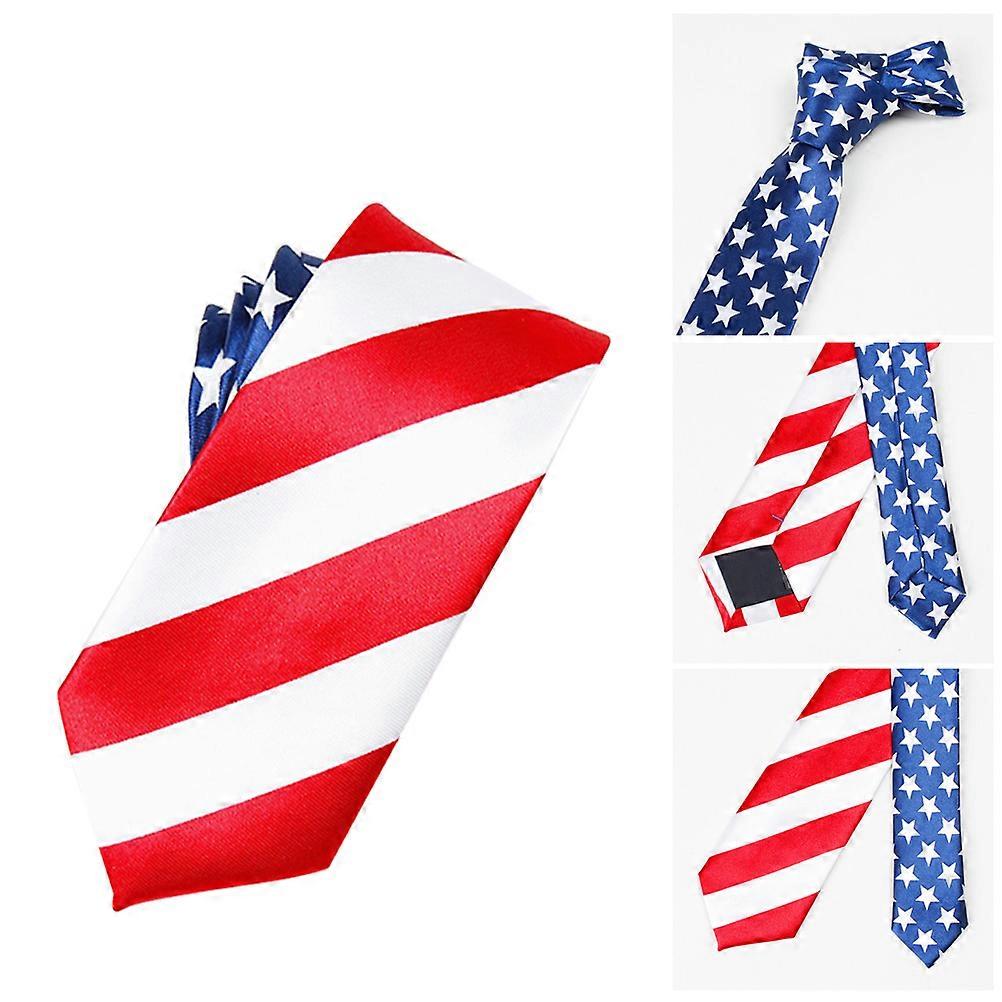 Creative Flag Print Tie Men Formal Wear Multi Colored Polyester Silk Long and Thin 1Pcs