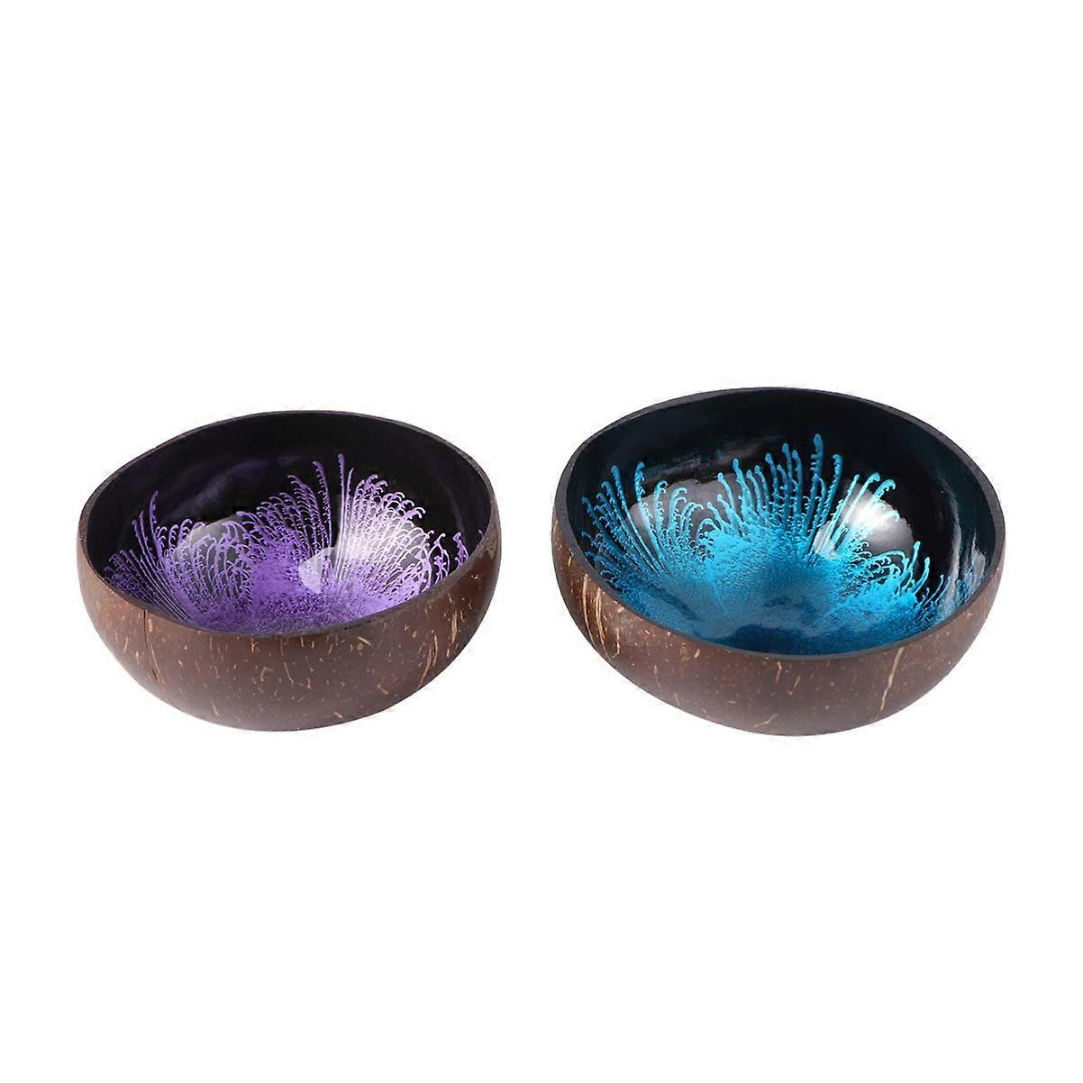 2pcs Natural Coconut Shell Bowl with Unique Patterns for Candy Keys Nuts Home Office Decor