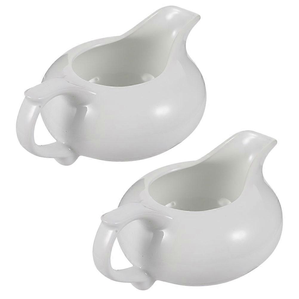 Sauce Container Ceramic for Home Use 2Pcs White Coffee Gravy Boat