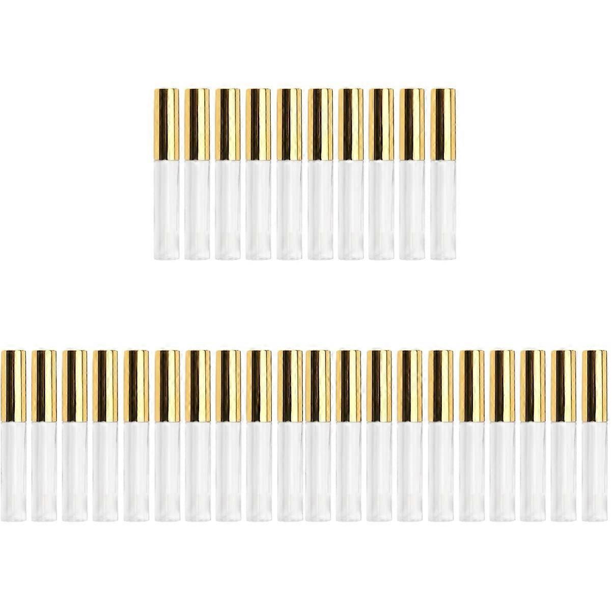 30pcs Empty Lip Gloss Tubes with Wand Refillable Clear Container Travel Size with Golden Cap
