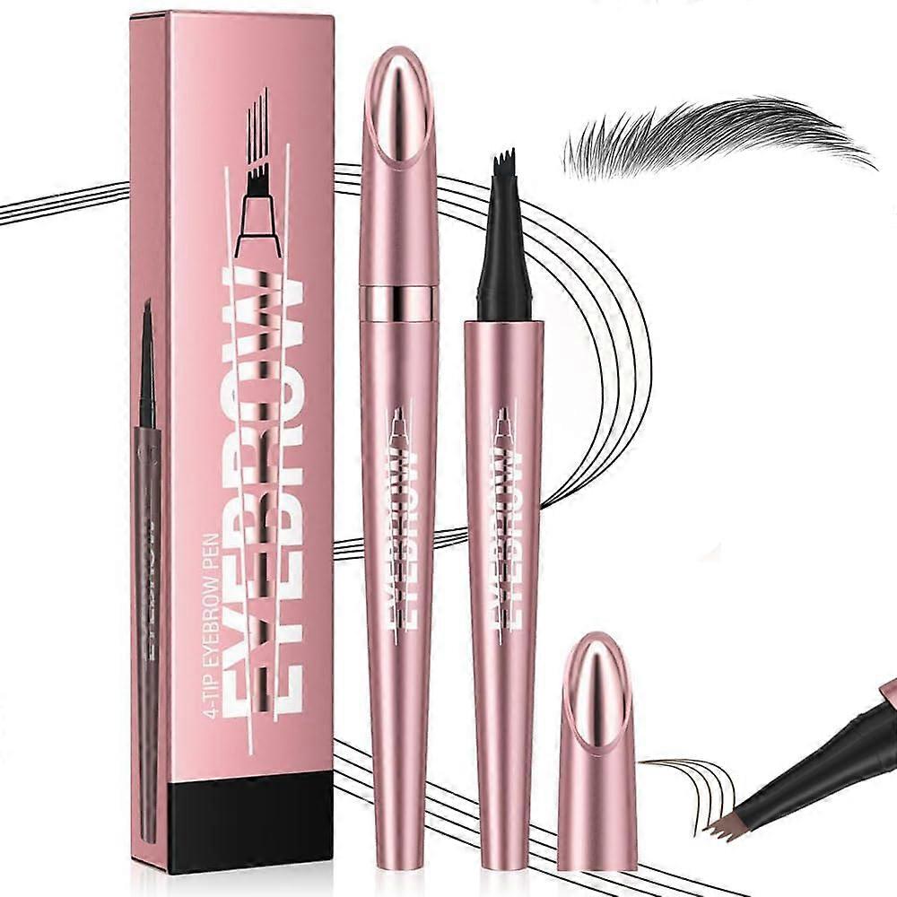 Waterproof Microblading Eyebrow Pen Gray 4Tip Microfork Pencil LongLasting SmudgeProof Brow