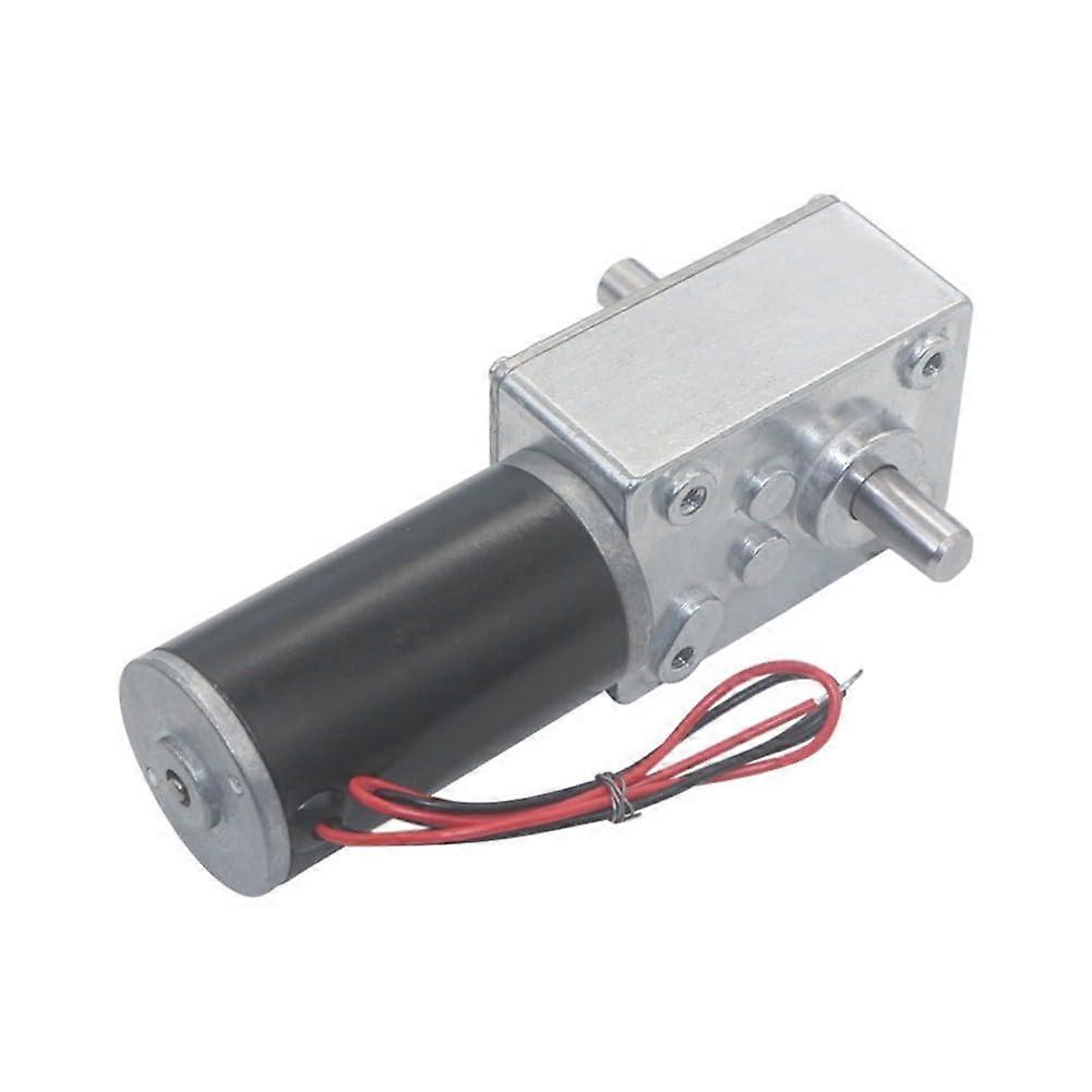 12V DC Worm Gear Motor 10RPM Double Shaft  Torque SelfLocking Rectangular Shaft Silver Black