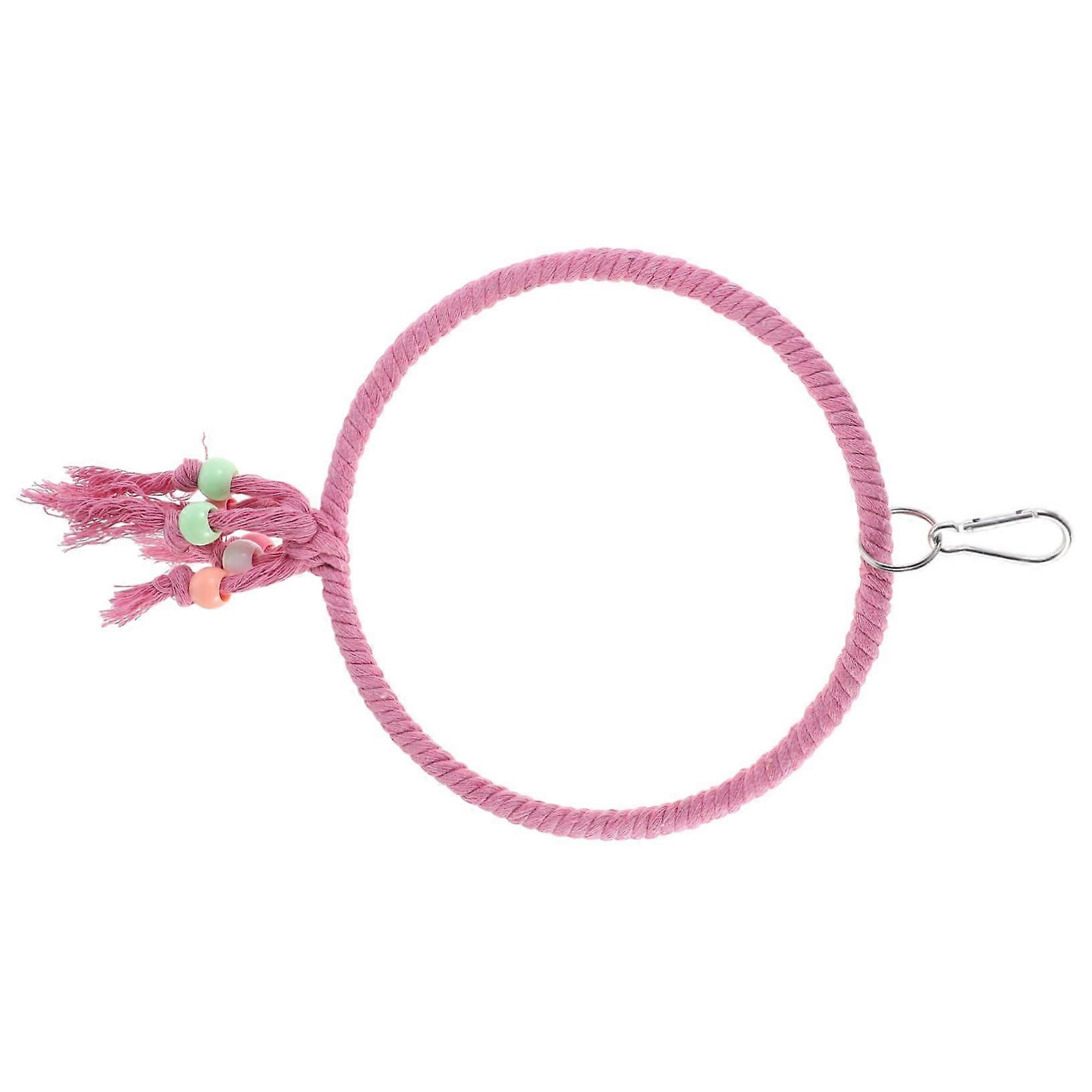 Large Pink Rope Parrot Swing and Hanging Bird Perch Ring for Cage Exercise and Interactive Play