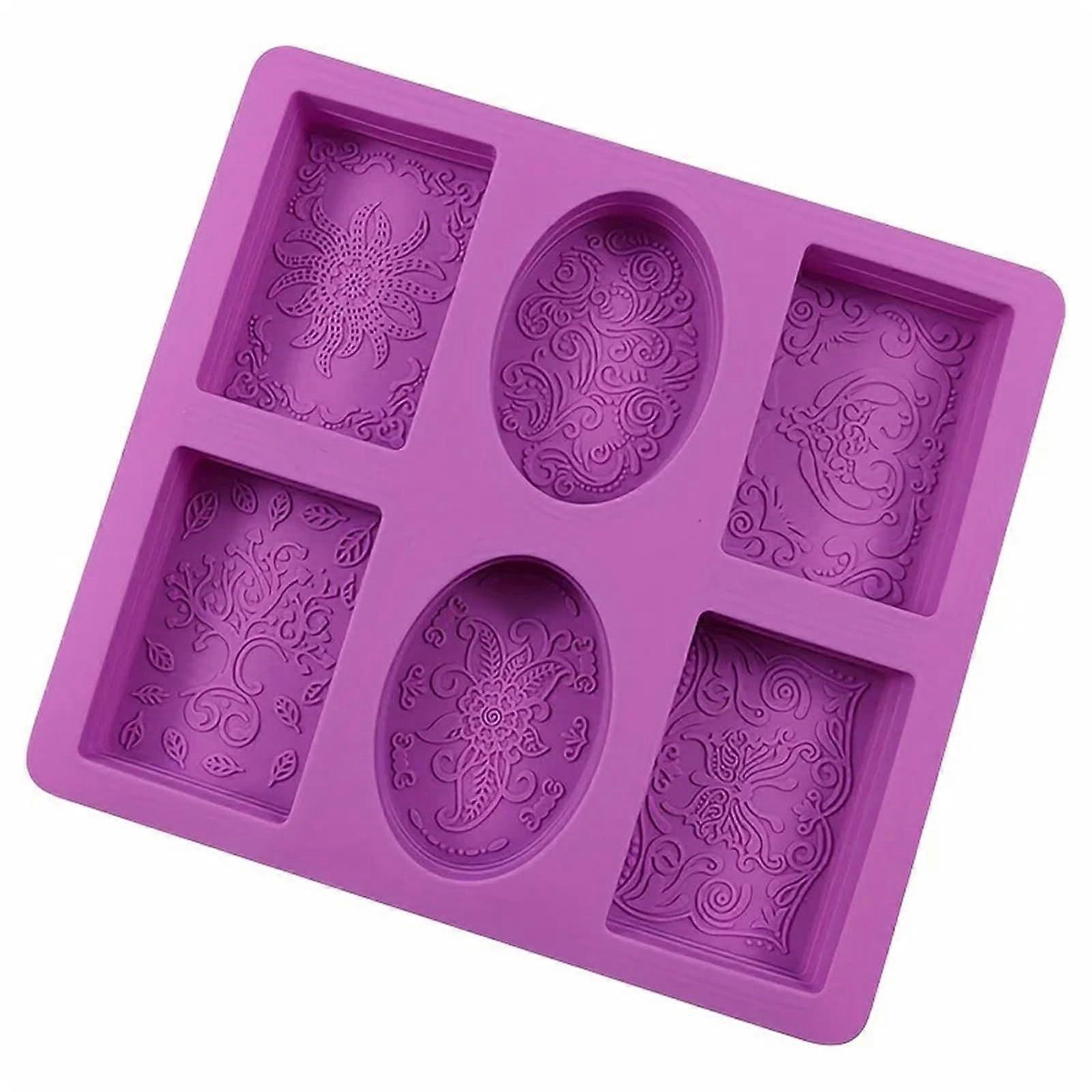 Silicone Soap Mold Set with 6 Unique Patterns, FoodGrade NonStick for DIY Soap Making