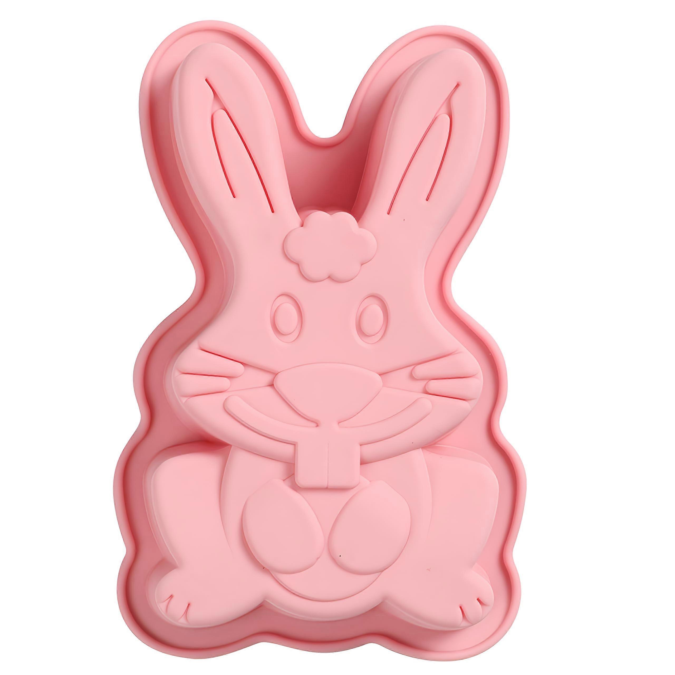 Easter Bunny Cake Mold 3D Silicone Baking Pan with Intricate Design for Easter Desserts 7.7 Inch