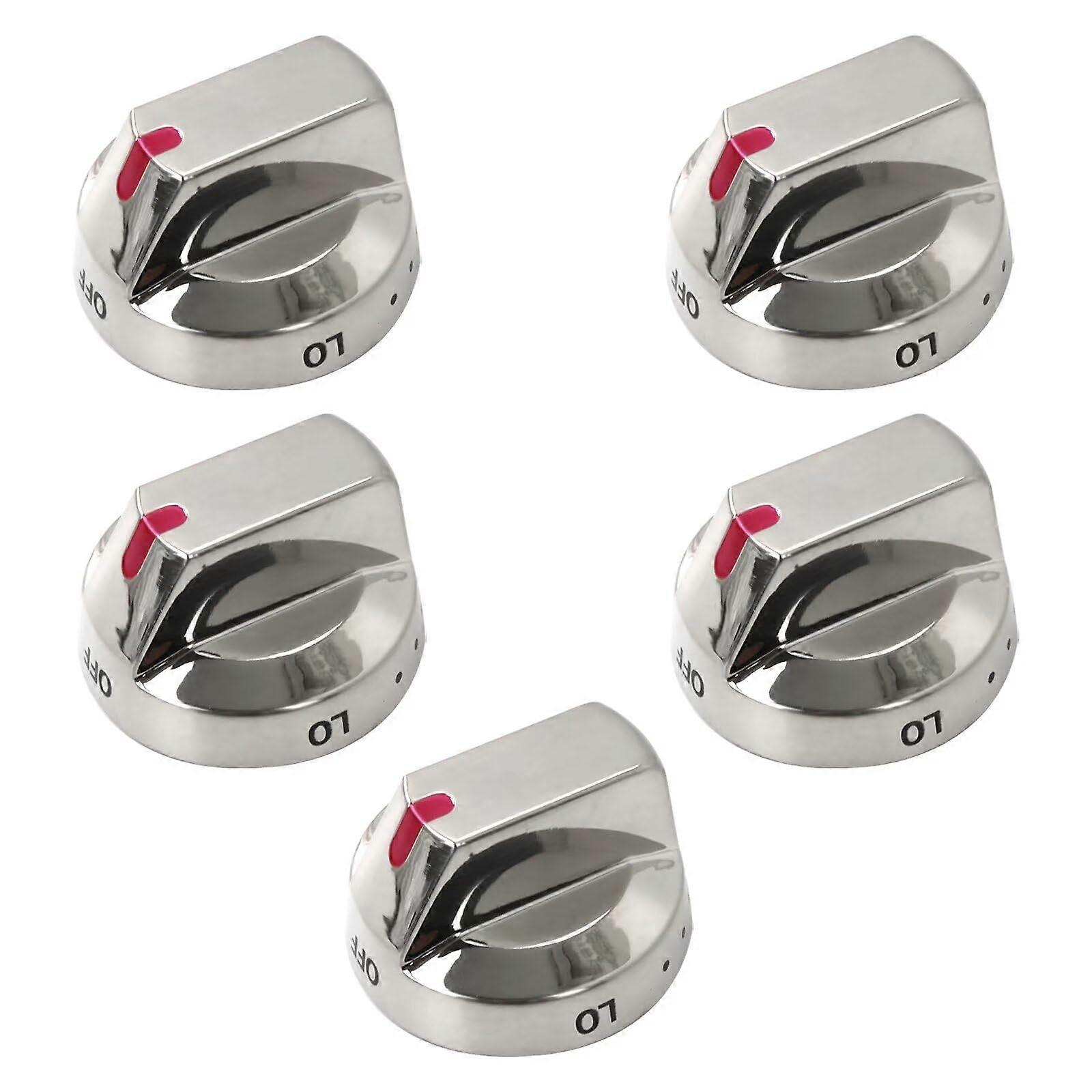 5pcs Gas Range Knobs for Samsung Stainless Steel Replacement DG6400472A DG6400473A HeatResistant