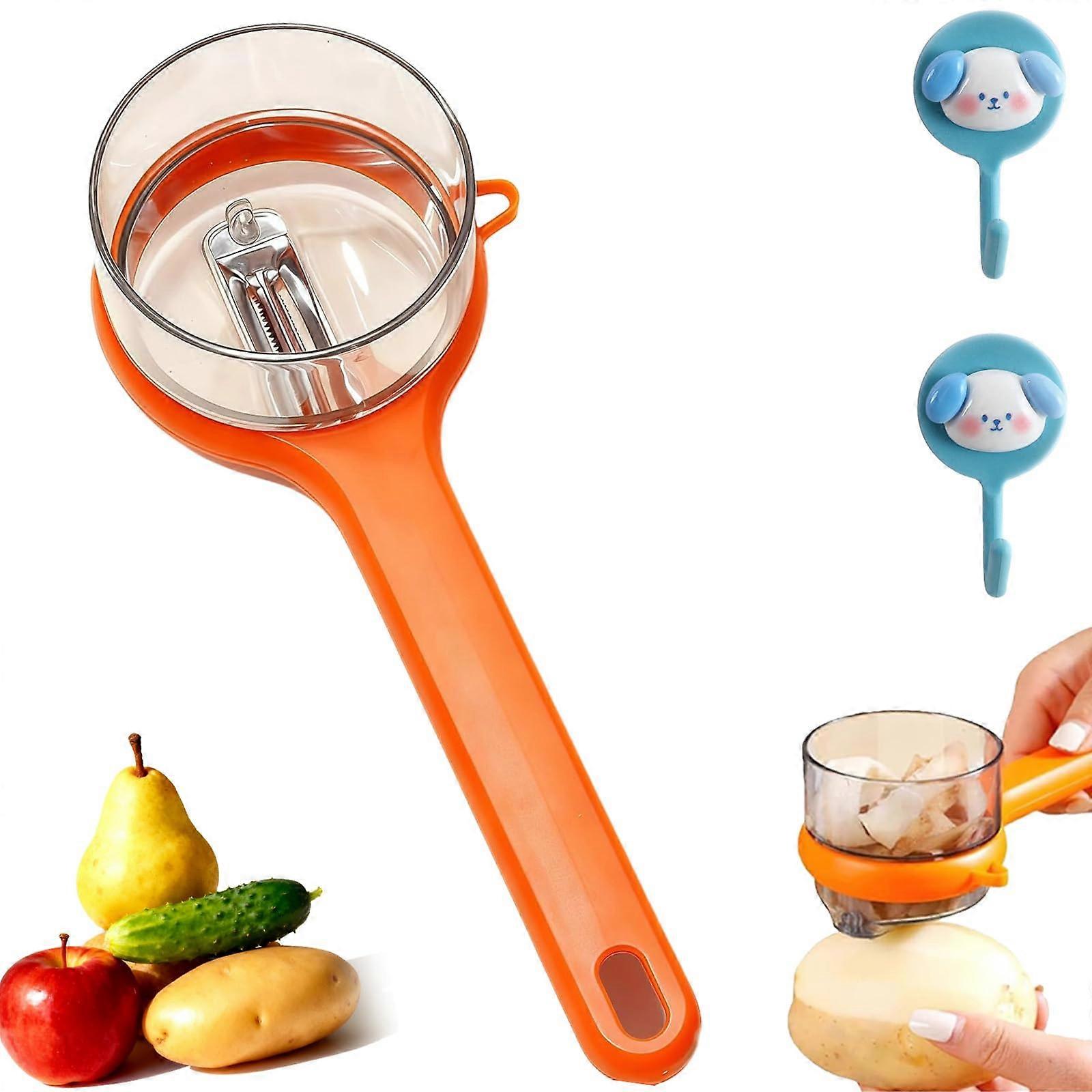 Kitchen Peeler with Builtin Storage Box, Ergonomic NonSlip Grip Vegetable Peeler, Red