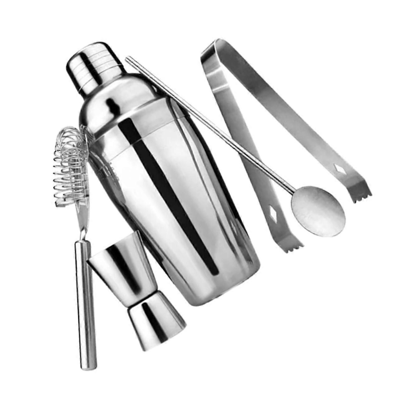 5 Piece Stainless Steel Cocktail Shaker Set with Jigger Professional Bartender Tool Kit