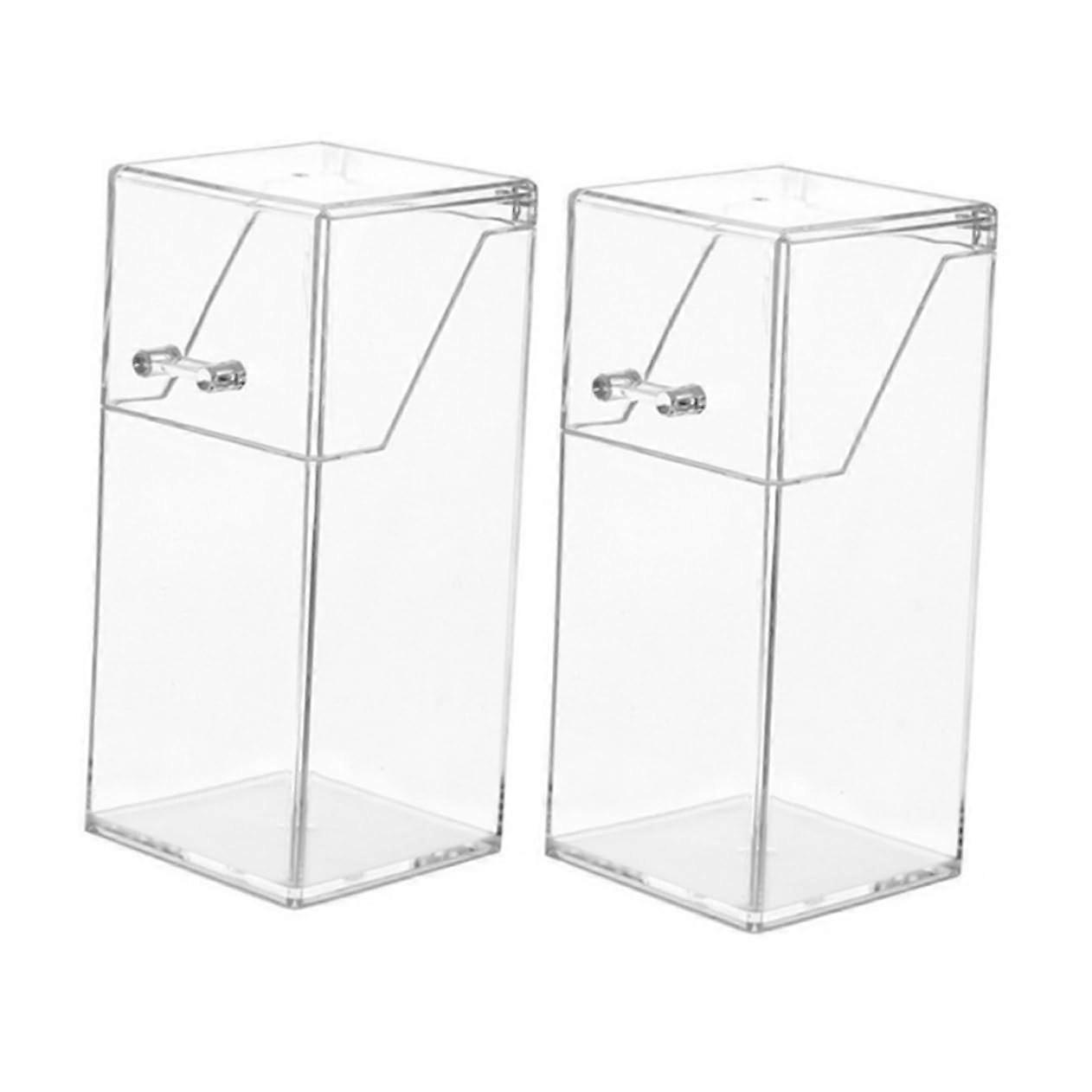 2pcs Clear Acrylic Makeup Brush Holder with Lids Stackable Large Capacity Organizer for Cosmetics