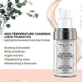 2PCS Tlm Color Changing Foundation For Aging Skin,liquid Makeup Base Nude Face Cover Concealer Cream