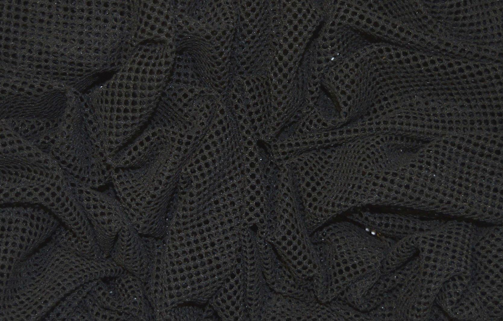2mm Black Fish Net Mesh Fabric Polyester Breathable Stretch 73 Inch Wide