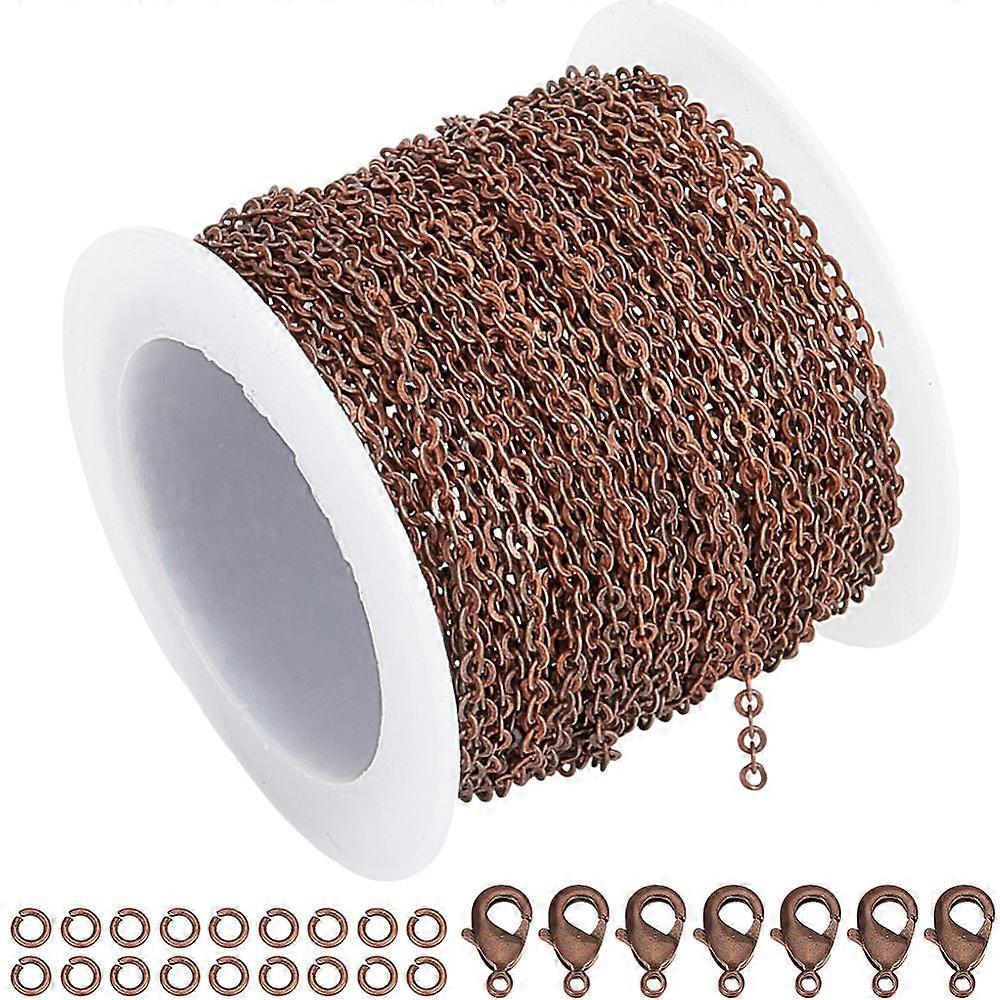 DIY Brass Cable Chains Bracelets Necklaces Making Kits Red Copper 2.6x2x0.3mm