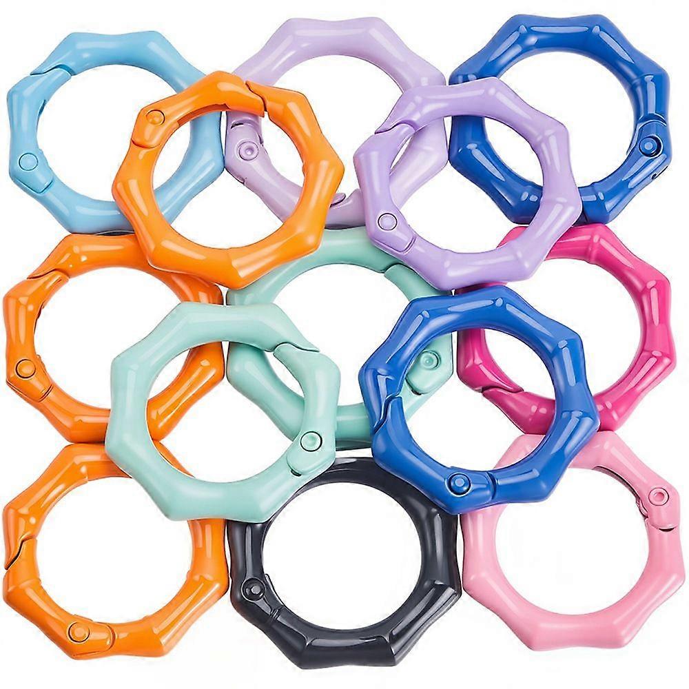 16pcs Spray Painted Alloy Spring Gate Ring Octagon Mixed color 31x6mm
