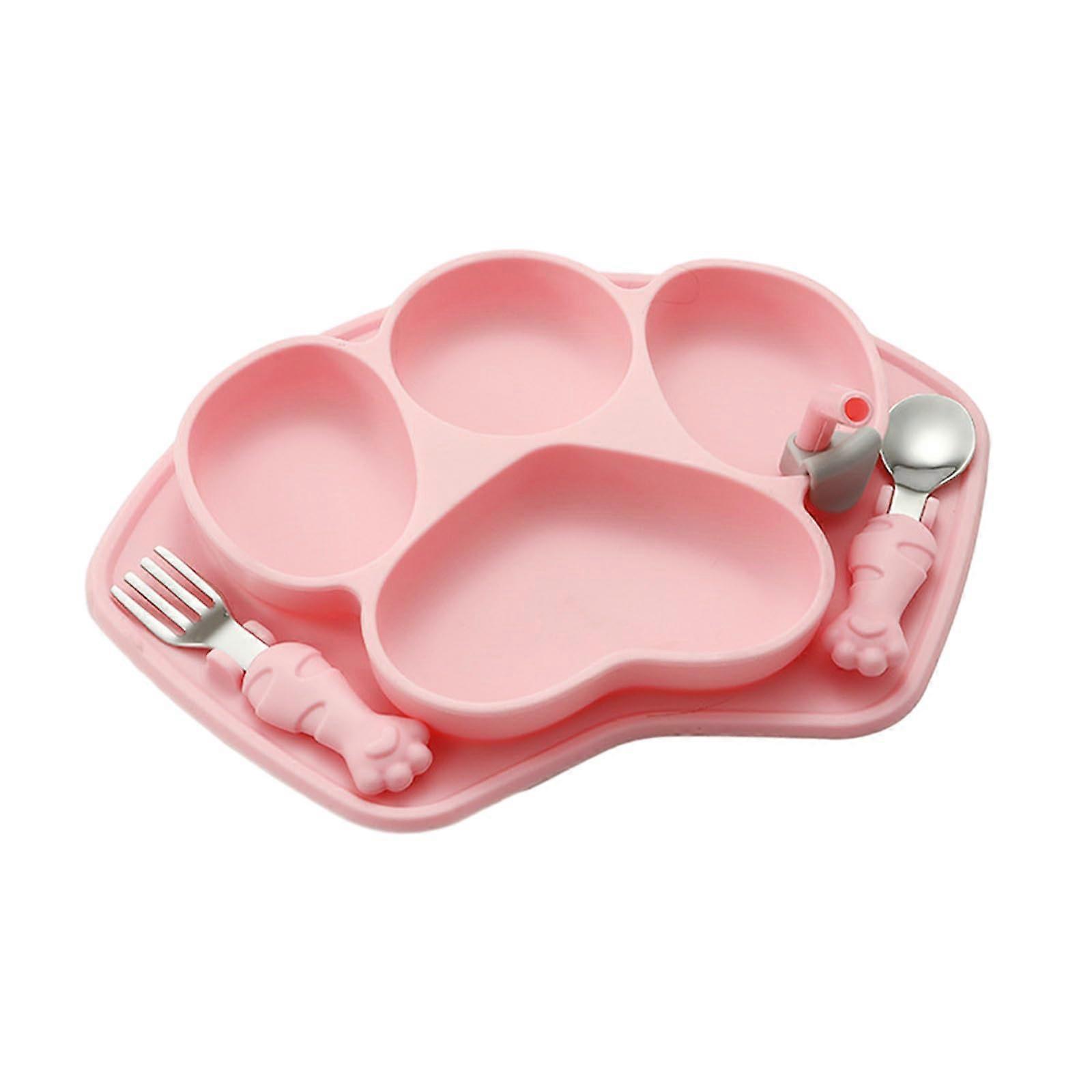 Silicone Cat Paw Plate Set Pink 4pcs Creative Dinnerware Microwave Freezer Safe Dishwasher Friendly