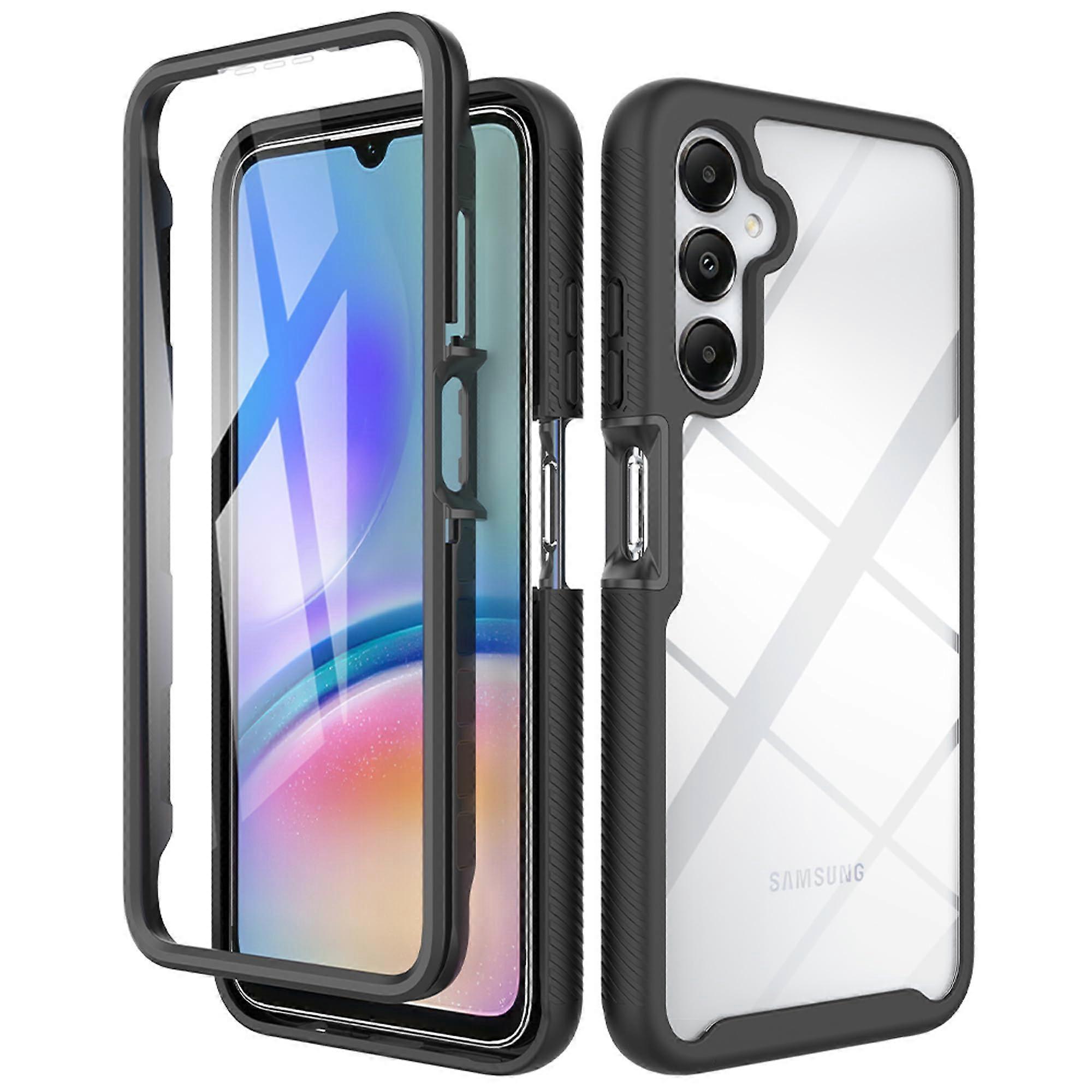 Shockproof Case 360 Full Cover with Screen Protector Clear Back Black for Samsung Galaxy A25 5G
