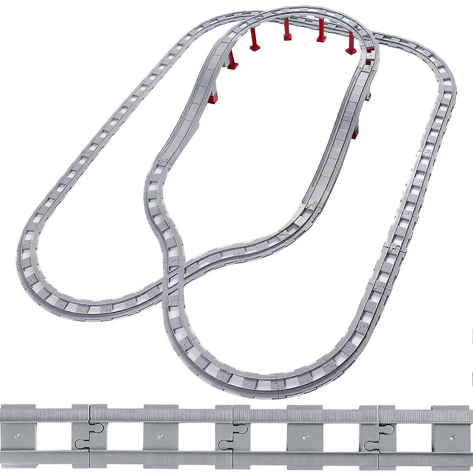 67Piece Building Blocks Train Set with Expandable Track System, City Railway Tracks Compatible with