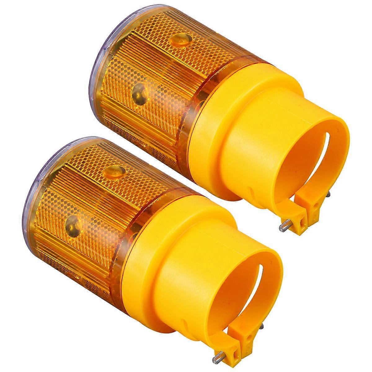 Solar Warning Light Traffic Light for Emergency Use 2Pcs Wireless Orange Barricade Strobe