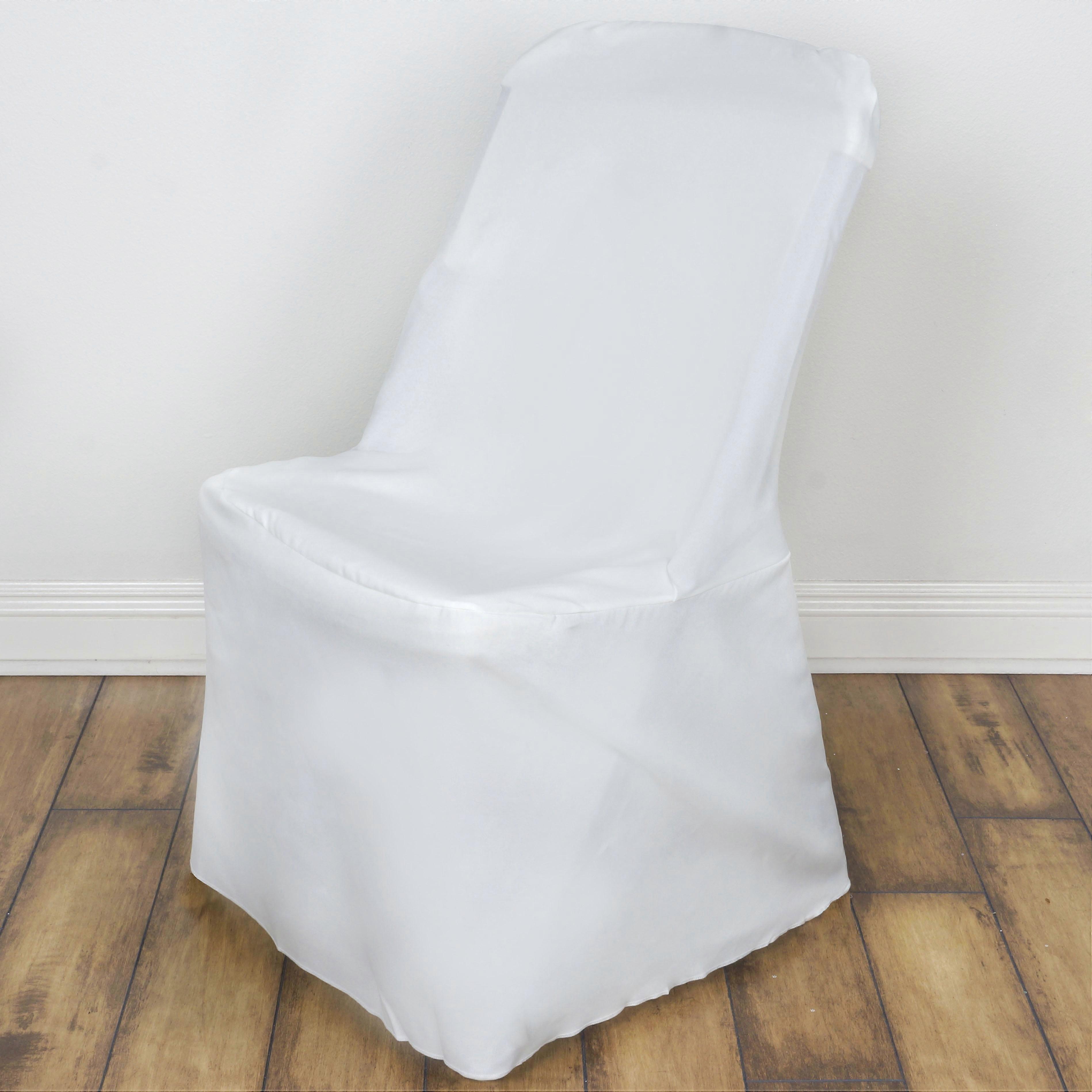 BalsaCircle Lifetime Folding Chair Cover Slipcovers Solid Polyester Ivory