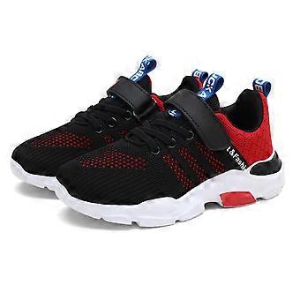 Sneakers voor jongens en meisjes met klittenbandsluiting, gesloten neus, geen mesh, geschikt voor training, tennis, hardlopen en andere sporten. Stijlvolle sportschoenen voor kinderen, rood, maat 6,5-7 jaar.